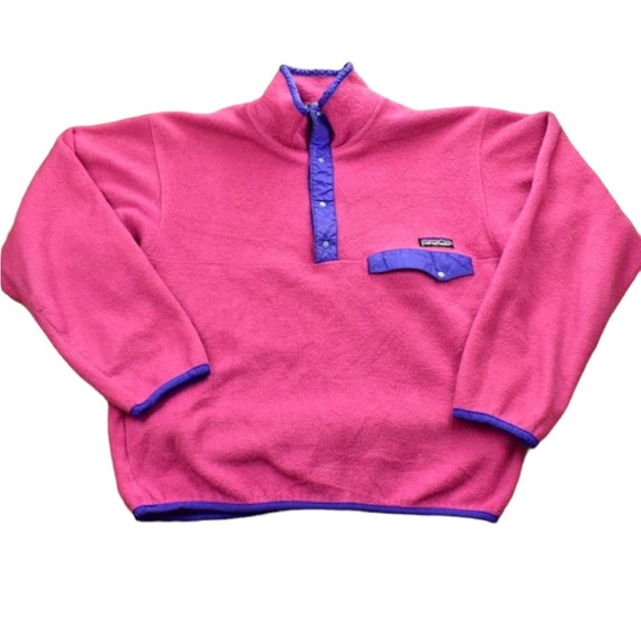 Patagonia Jackets & Blazers - Vintage 90's Patagonia Pink T Snap pullover Fleece jacket